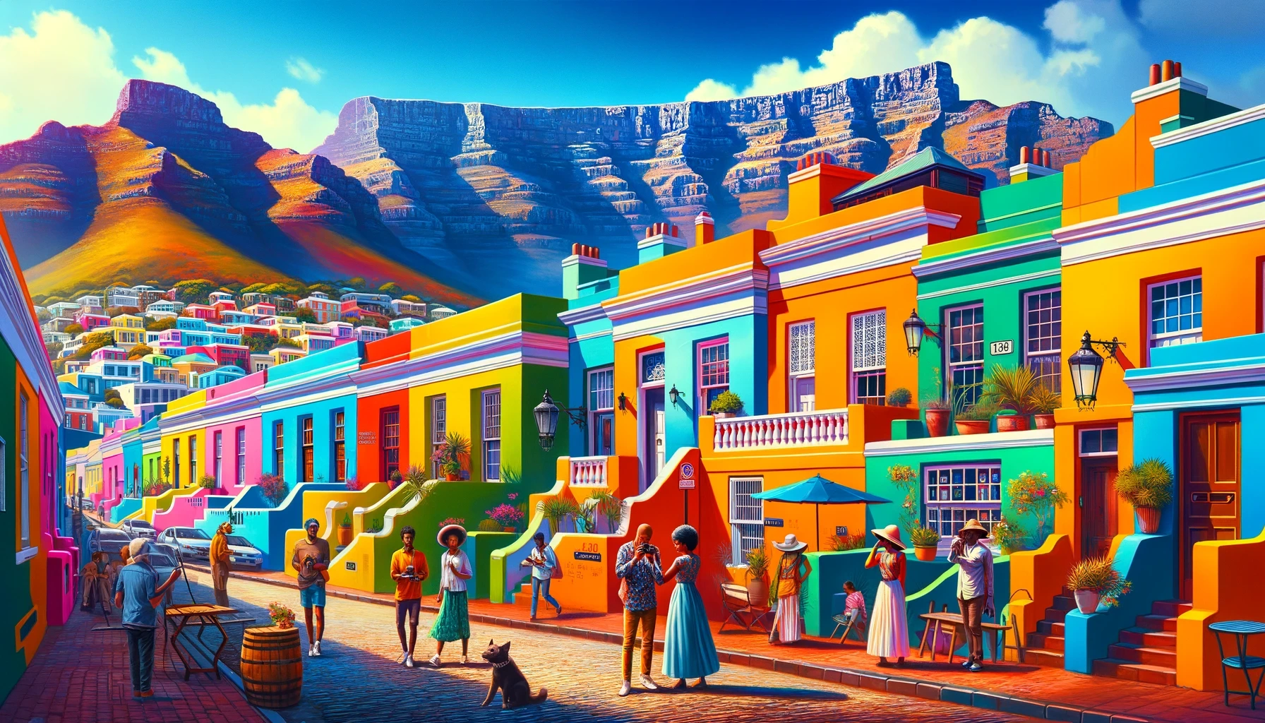 A colorful and vibrant image of Bo-Kaap in Cape Town