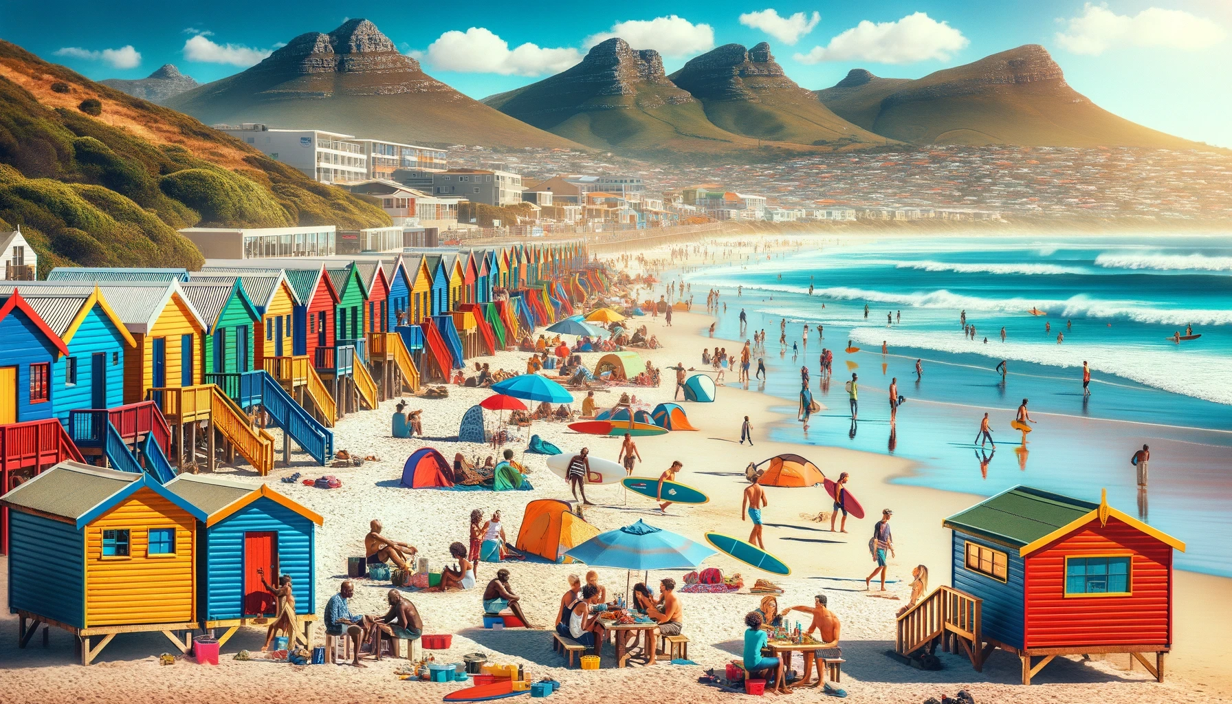 A vibrant and picturesque image of Muizenberg in Cape Town